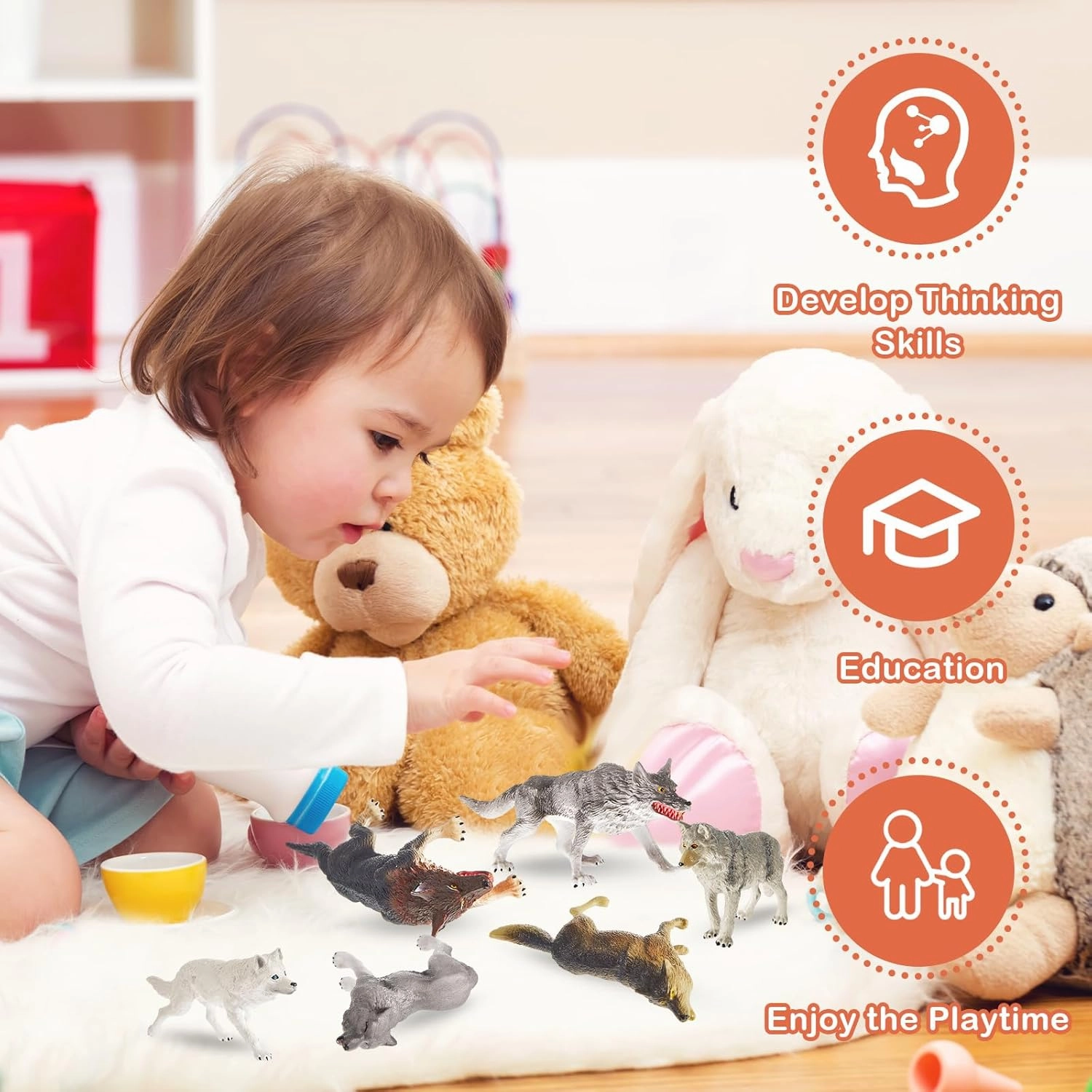 Deekin 20 Pcs Figure Mini Miniatures Figurines Mini Realistic Decor Themed Party Gifts for Diorama Projects Birthday Gift Learning (Wolf)