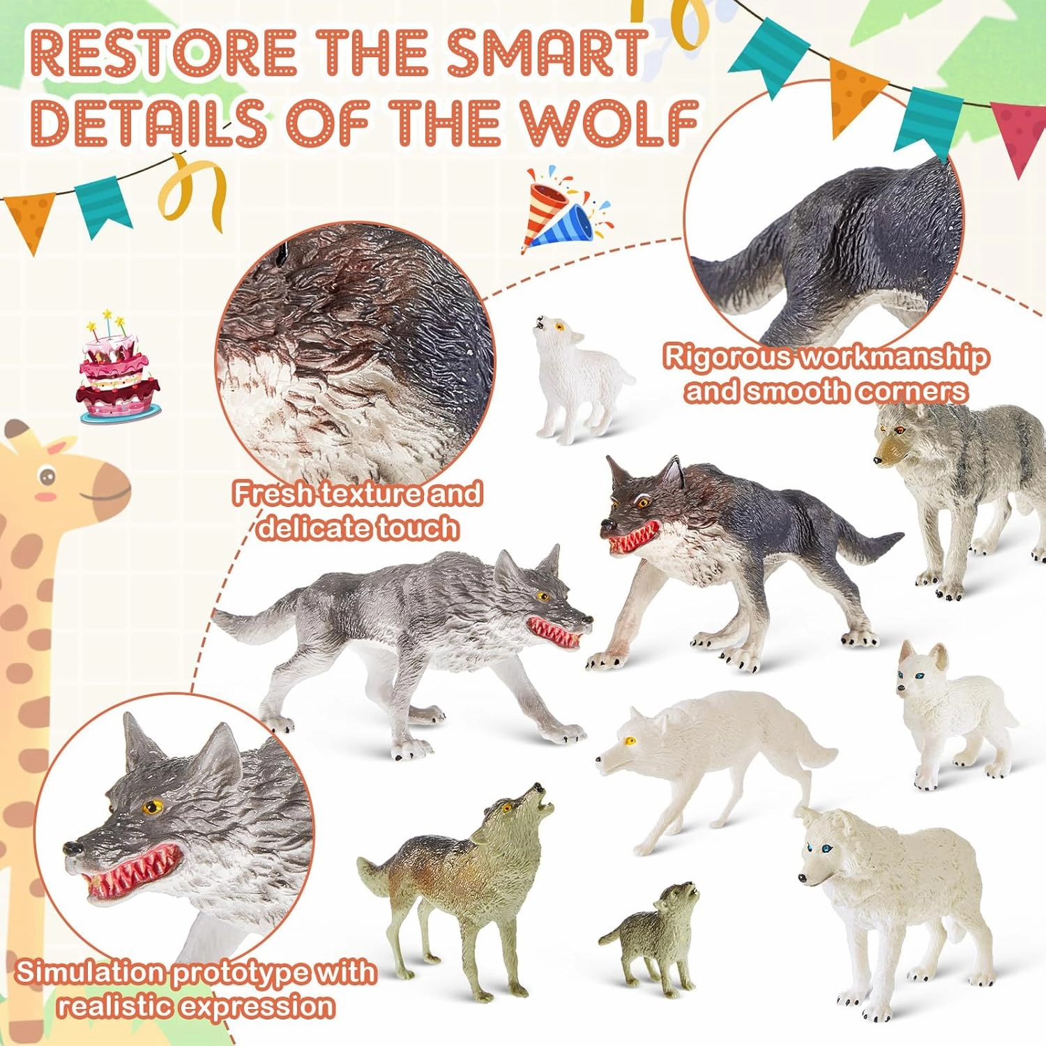 Deekin 20 Pcs Figure Mini Miniatures Figurines Mini Realistic Decor Themed Party Gifts for Diorama Projects Birthday Gift Learning (Wolf)