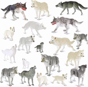 Deekin 20 Pcs Figure Mini Miniatures Figurines Mini Realistic Decor Themed Party Gifts for Diorama Projects Birthday Gift Learning (Wolf)