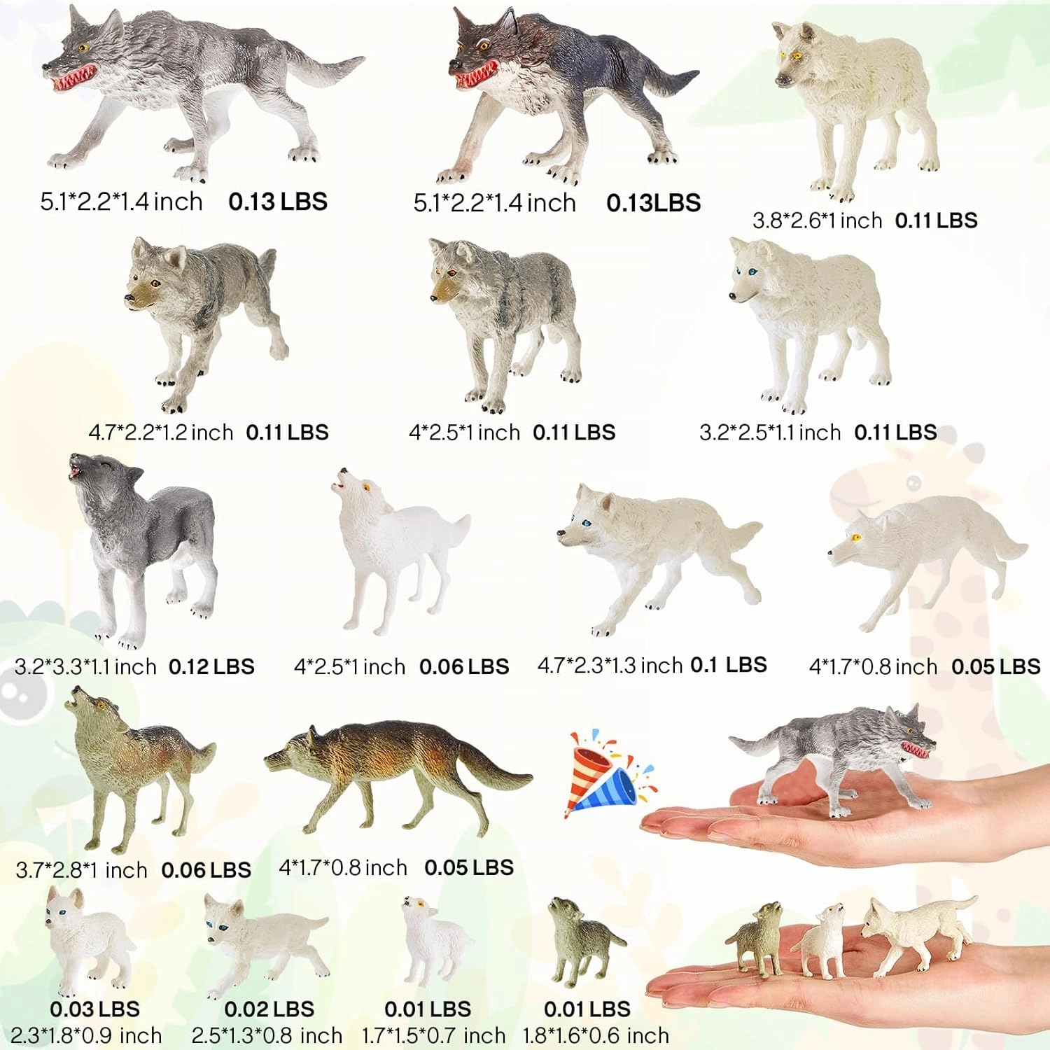Deekin 20 Pcs Figure Mini Miniatures Figurines Mini Realistic Decor Themed Party Gifts for Diorama Projects Birthday Gift Learning (Wolf)