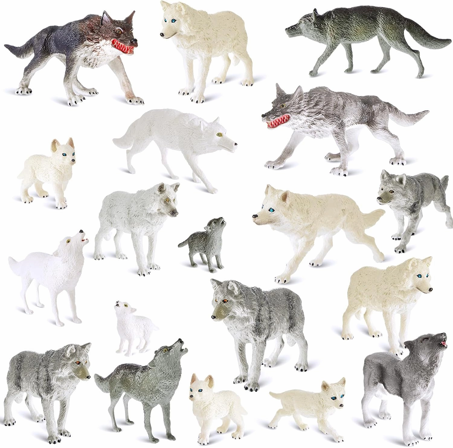Deekin 20 Pcs Figure Mini Miniatures Figurines Mini Realistic Decor Themed Party Gifts for Diorama Projects Birthday Gift Learning (Wolf)