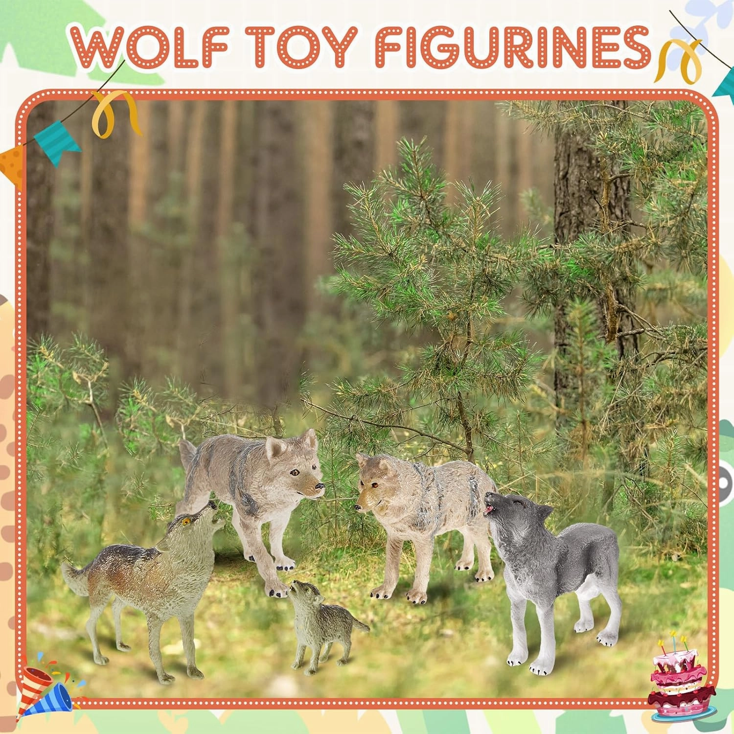 Deekin 20 Pcs Figure Mini Miniatures Figurines Mini Realistic Decor Themed Party Gifts for Diorama Projects Birthday Gift Learning (Wolf)