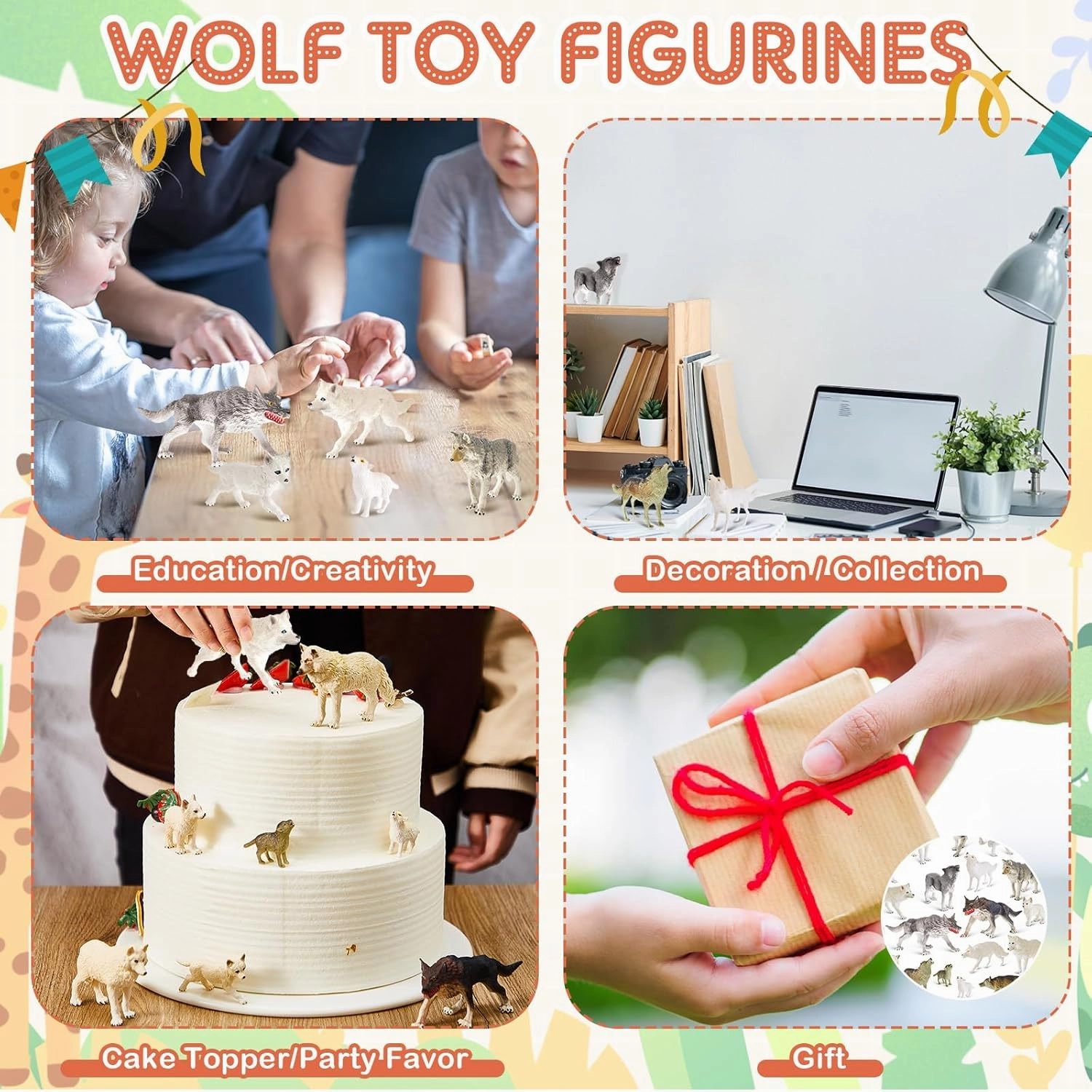 Deekin 20 Pcs Figure Mini Miniatures Figurines Mini Realistic Decor Themed Party Gifts for Diorama Projects Birthday Gift Learning (Wolf)