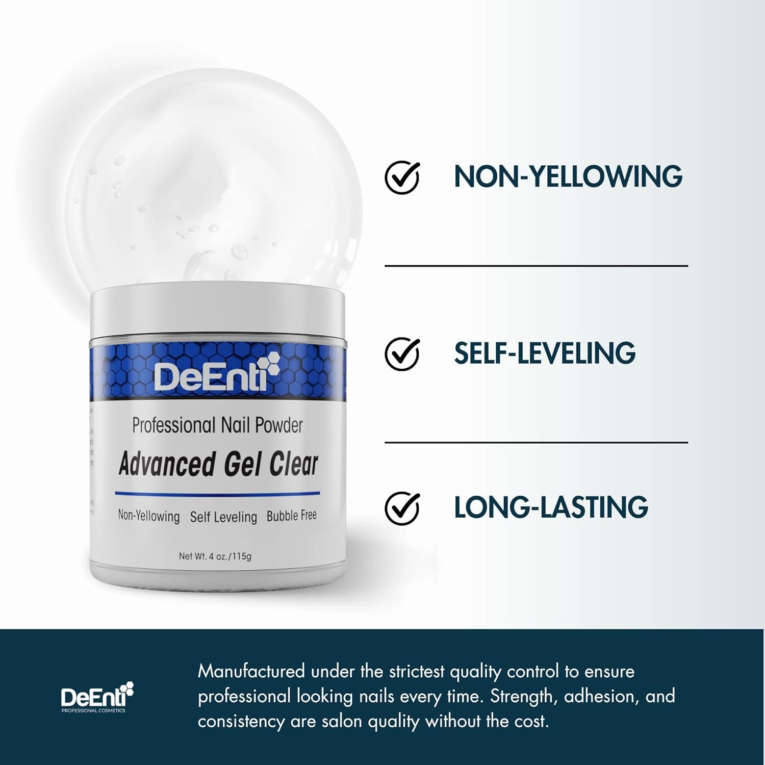 DeEnti Acrylic Nail Powder, 4oz Crystal Clear Acrylic Powder Dip for Nails, Long Lasting Salon Quality, Bubble Free Professional Manicures, Fake Nails, Carving & Extensions