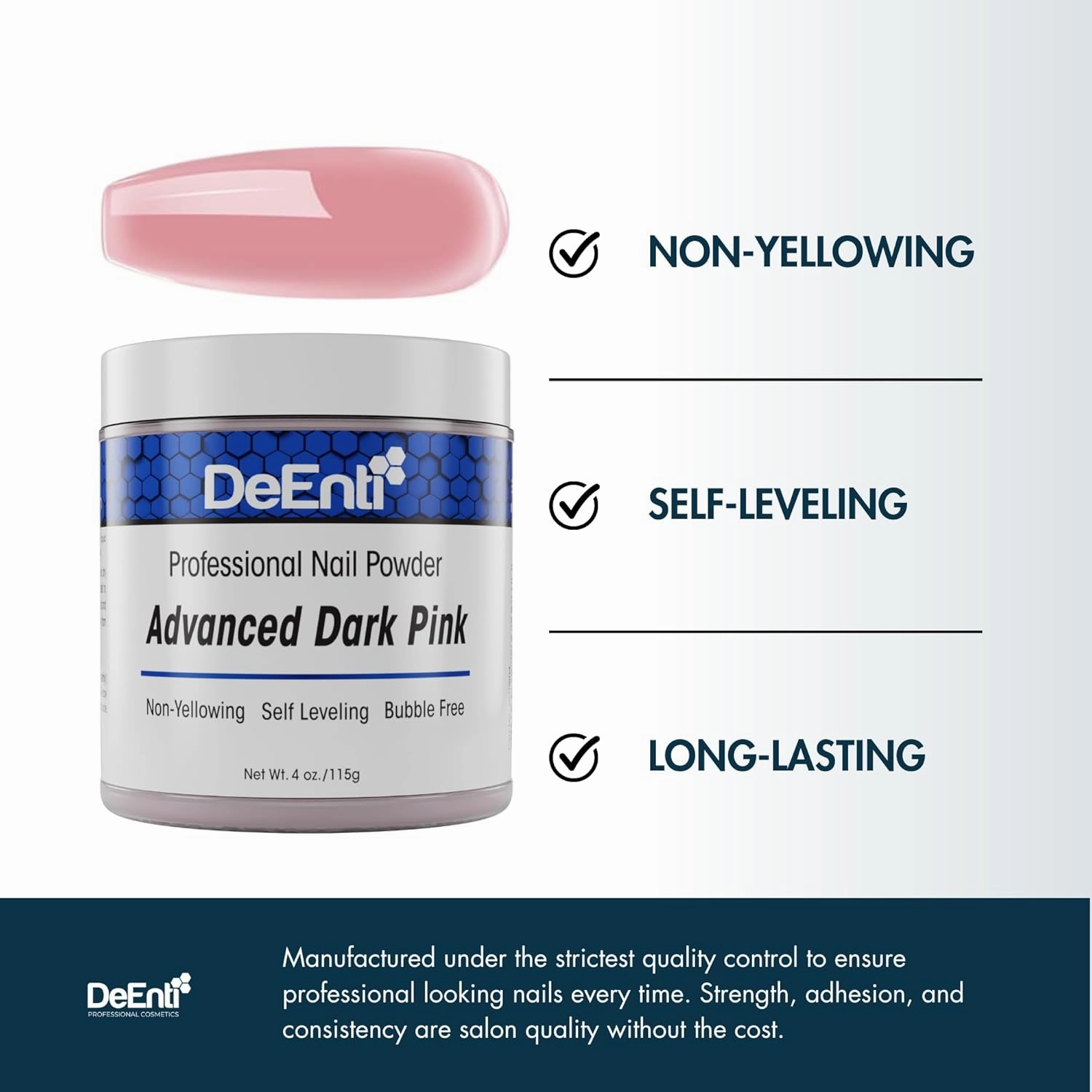DeEnti Acrylic Nail Powder, 4oz Dark Pink Acrylic Powder Dip for Nails, Long Lasting Salon Quality, Bubble Free Professional Manicures, Fake Nails, Carving & Extensions