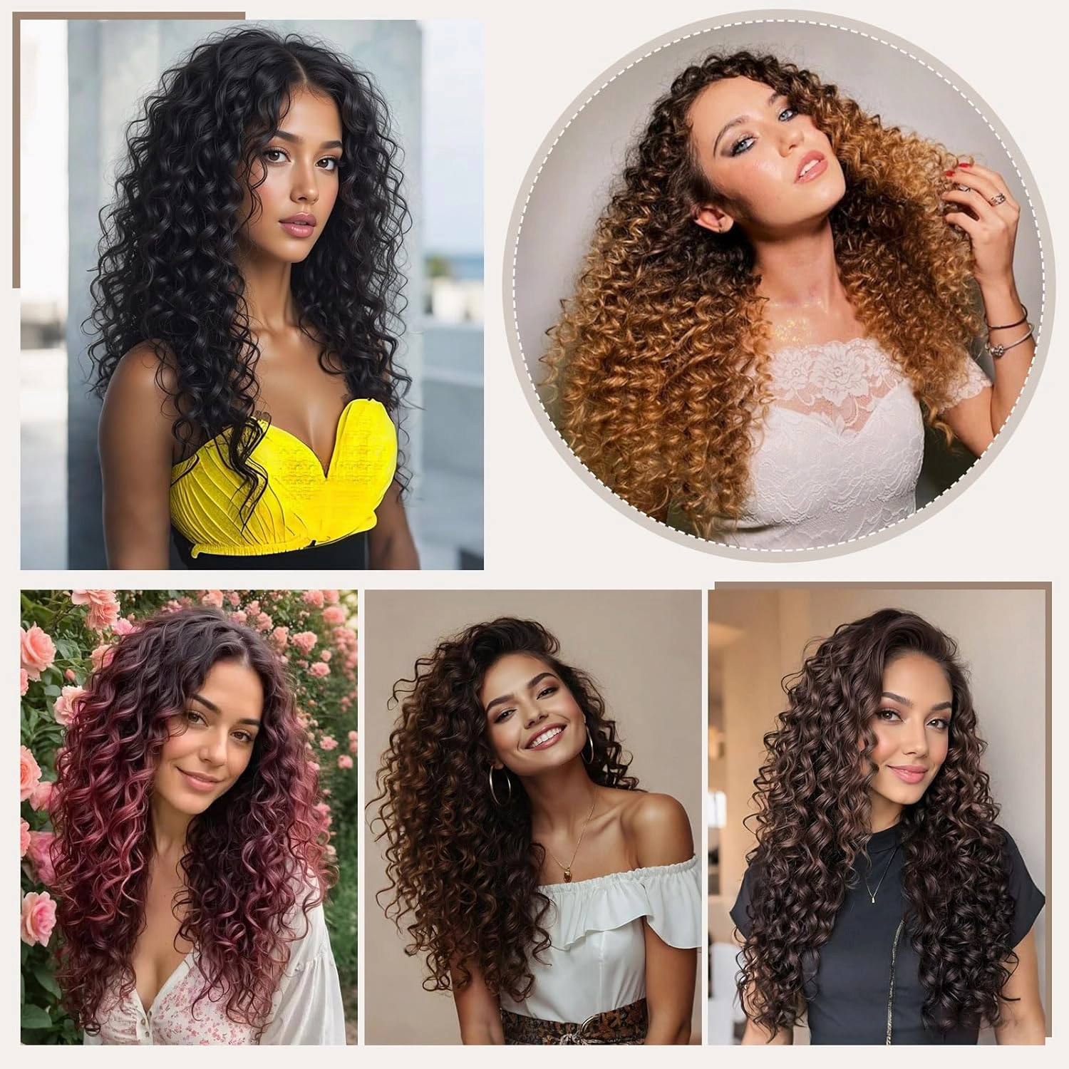 Deep Wave Clip In Hair Extension Human Hair Feeling Double Weft Hairpiece Synthetic For Women Thick Ombre Hair Extension Clips Natural Looking 24 Inch(T1B/BURG)