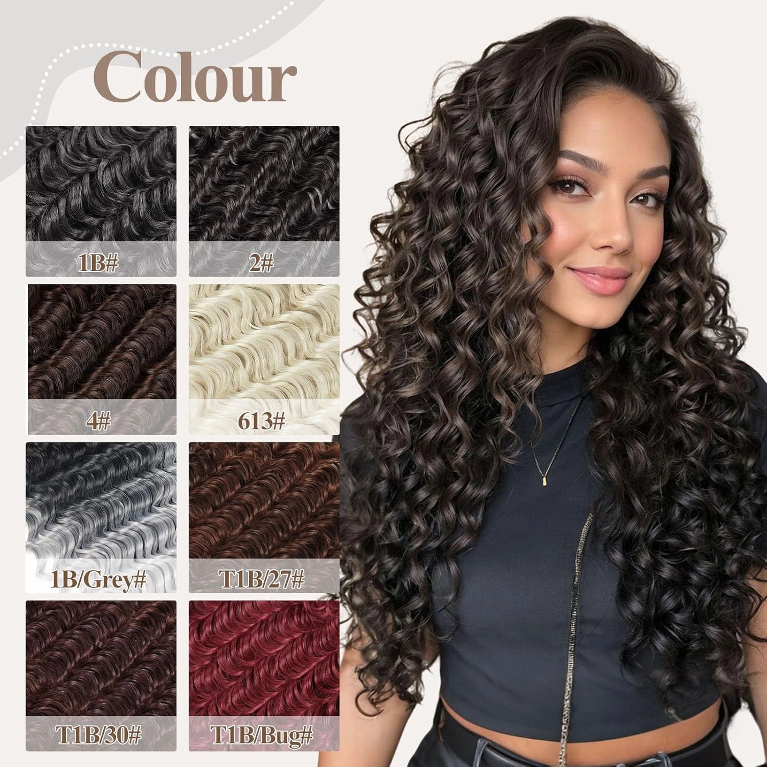 Deep Wave Clip In Hair Extension Human Hair Feeling Double Weft Hairpiece Synthetic For Women Thick Ombre Hair Extension Clips Natural Looking 24 Inch(T1B/BURG)
