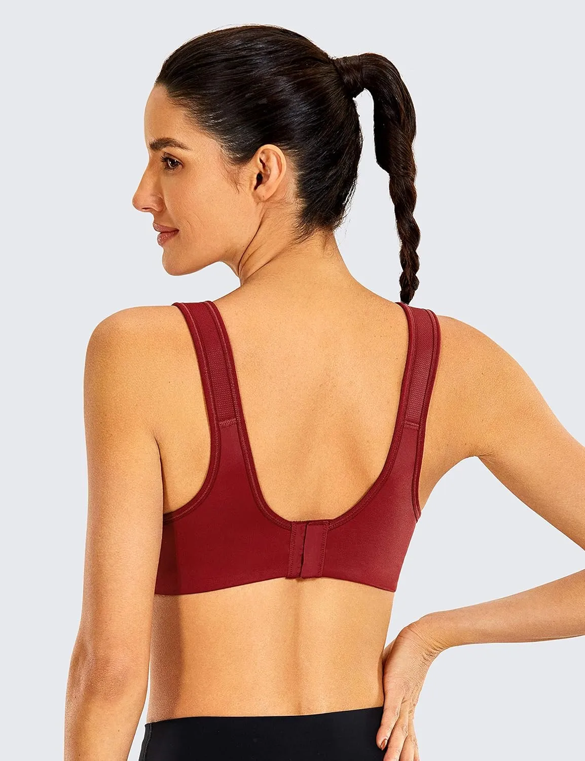 DELIMIRA Women's High Impact Sports Bra Front Adjustable Straps Underwire Plus Size Bra Full Figure