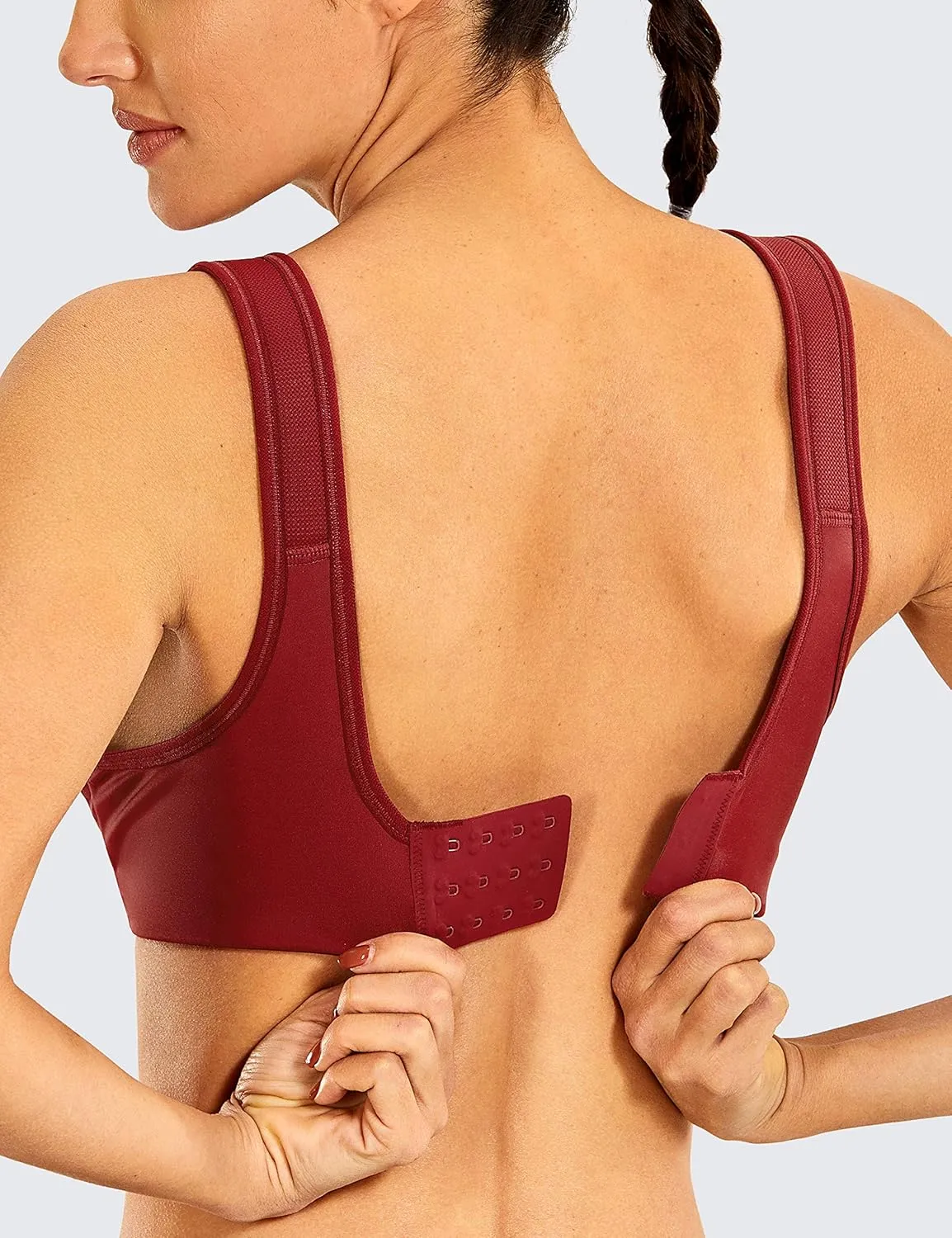 DELIMIRA Women's High Impact Sports Bra Front Adjustable Straps Underwire Plus Size Bra Full Figure