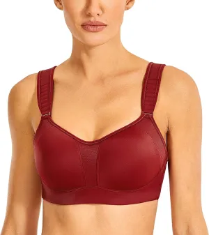 DELIMIRA Women's High Impact Sports Bra Front Adjustable Straps Underwire Plus Size Bra Full Figure