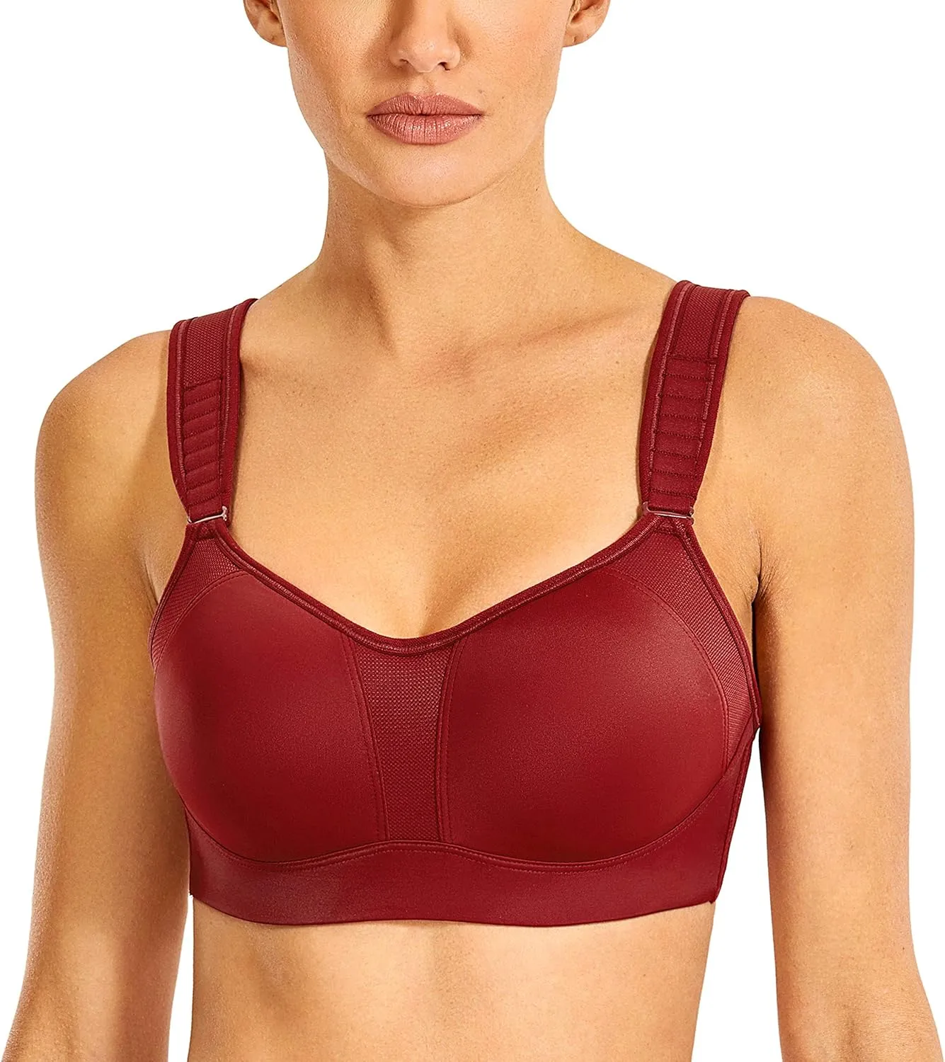 DELIMIRA Women's High Impact Sports Bra Front Adjustable Straps Underwire Plus Size Bra Full Figure