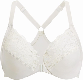 DELIMIRA Women's Front Closure Plus Size Full Coverage Lace Underwire Racerback Bra