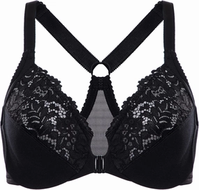 DELIMIRA Women's Front Closure Plus Size Full Coverage Lace Underwire Racerback Bra