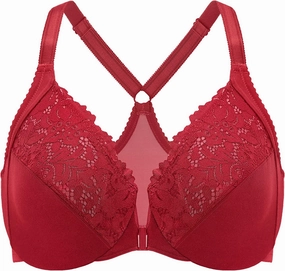 DELIMIRA Women's Front Closure Plus Size Full Coverage Lace Underwire Racerback Bra