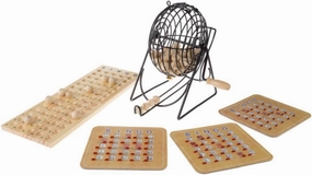 Deluxe Bingo Game with Accessories, Metal Ball Spinner, Wooden Bingo Balls & Board & Shutter Cards for Adults, Boys and Girls by Hey! Play!