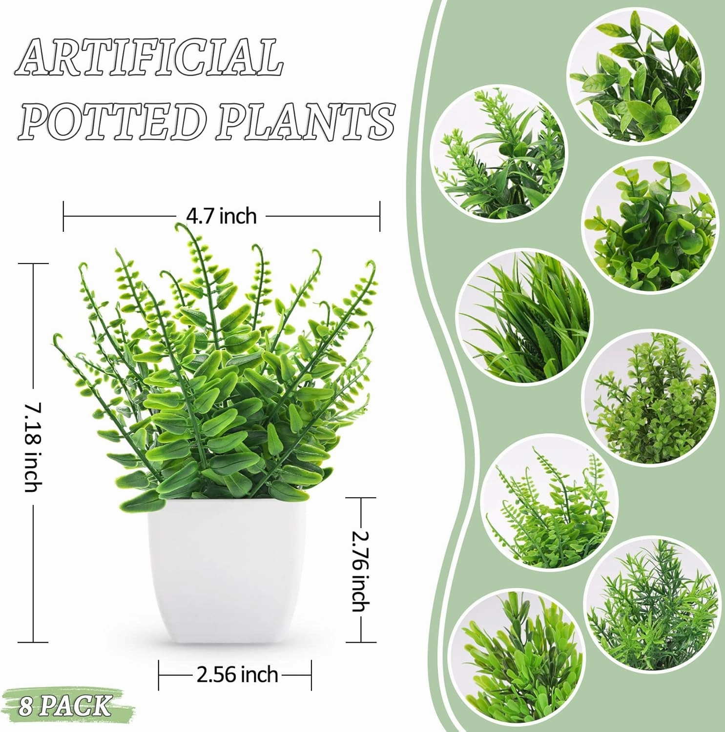 Der Rose 8 Pack Fake Plants Small Artificial Faux Potted Plants for Home Office Farmhouse Bathroom Bedroom Decor Indoor