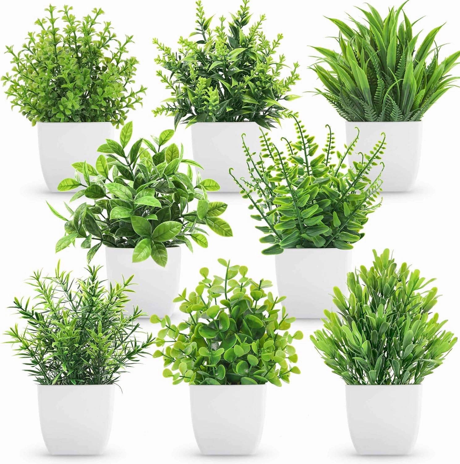 Der Rose 8 Pack Fake Plants Small Artificial Faux Potted Plants for Home Office Farmhouse Bathroom Bedroom Decor Indoor