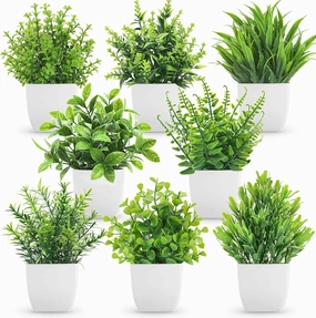 Der Rose 8 Pack Fake Plants Small Artificial Faux Potted Plants for Home Office Farmhouse Bathroom Bedroom Decor Indoor