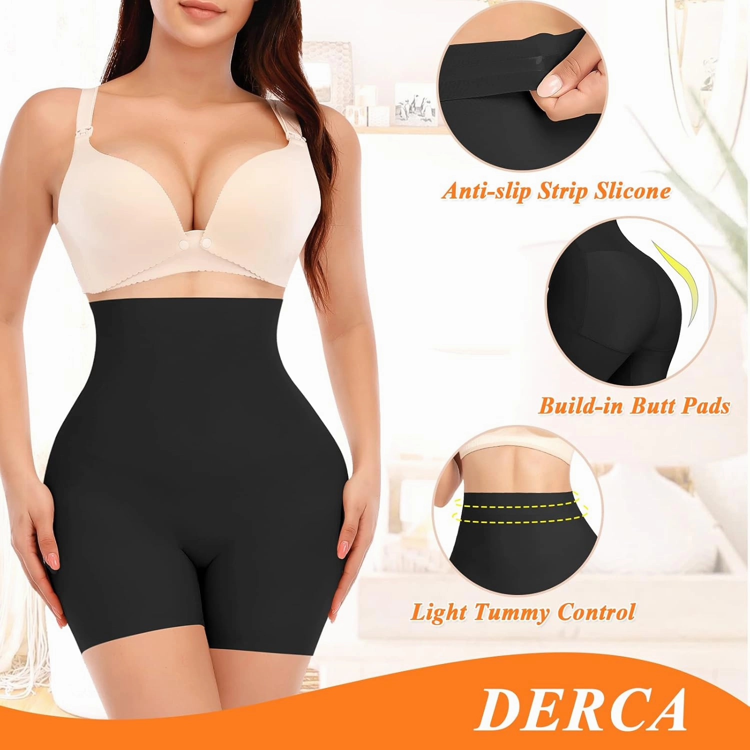 DERCA Butt Lifter Panties Padded Underwear for Women Seamless Booty Pads Hip Enhancer Panty