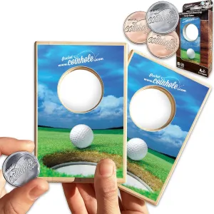 Desktop Coin Bouncing Party Set | Tabletop Cornhole Board | Small Travel Game Includes Coins