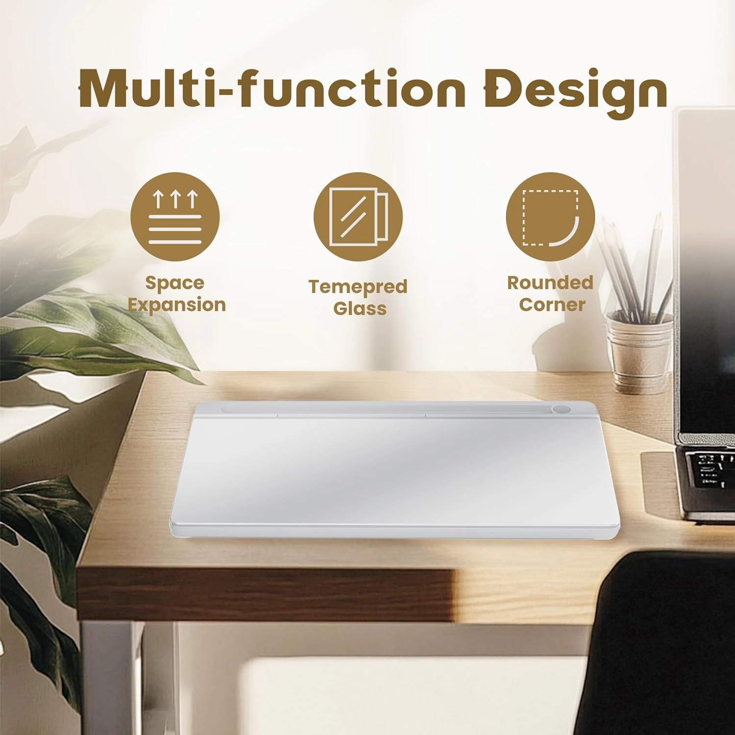 Desktop Whiteboard, Dry Erase Board Computer Keyboard Stand with Marker, Desk Organizers with Accessories for School, Home and Office Supplies (White)