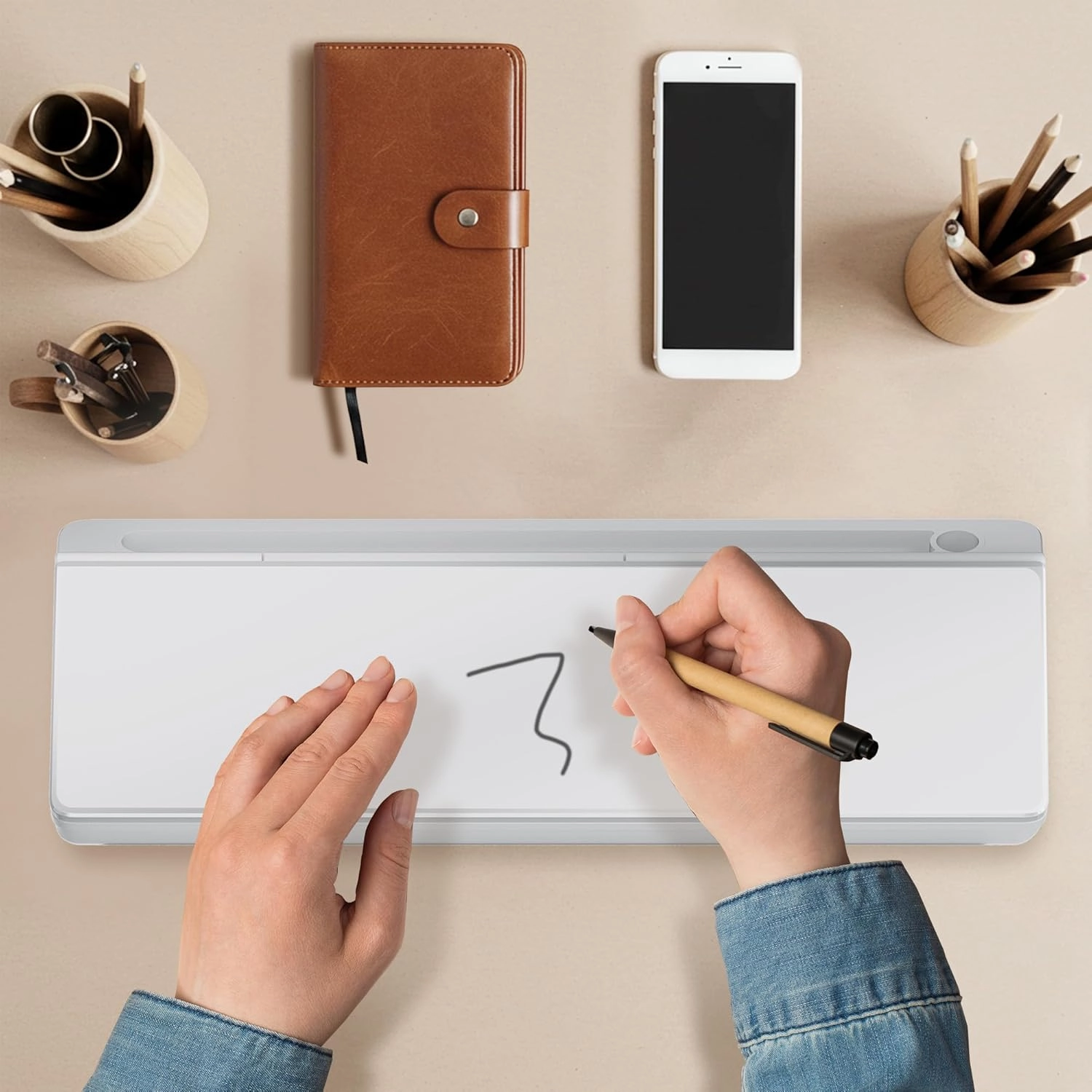 Desktop Whiteboard, Dry Erase Board Computer Keyboard Stand with Marker, Desk Organizers with Accessories for School, Home and Office Supplies (White)