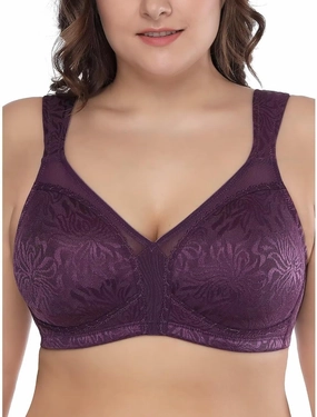 Deyllo Women's Full Coverage Plus Size Comfort Minimizer Bra Wirefree Non Padded