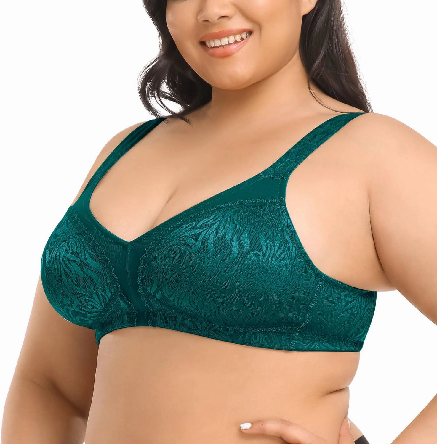 Deyllo Women's Full Coverage Plus Size Comfort Minimizer Bra Wirefree Non Padded