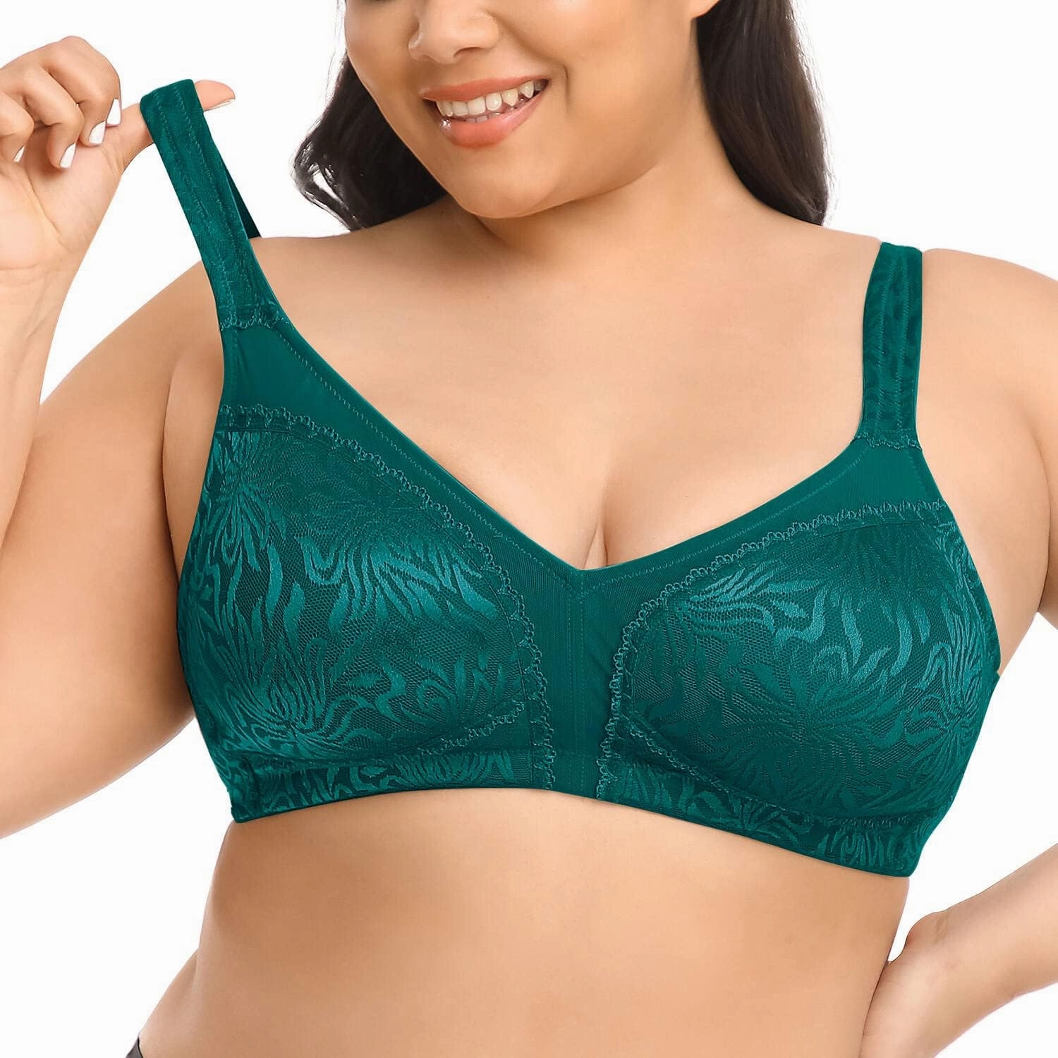 Deyllo Women's Full Coverage Plus Size Comfort Minimizer Bra Wirefree Non Padded