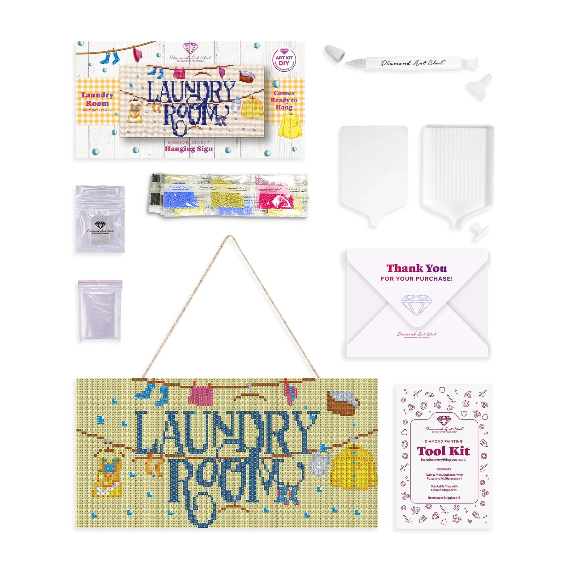 Diamond Art Club SQUARES Hanging Sign - Laundry Room