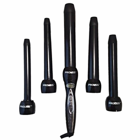 Diamond Collection 5P Curling Iron Wand 5-Piece Clipless Curler GIFT SET by Proliss
