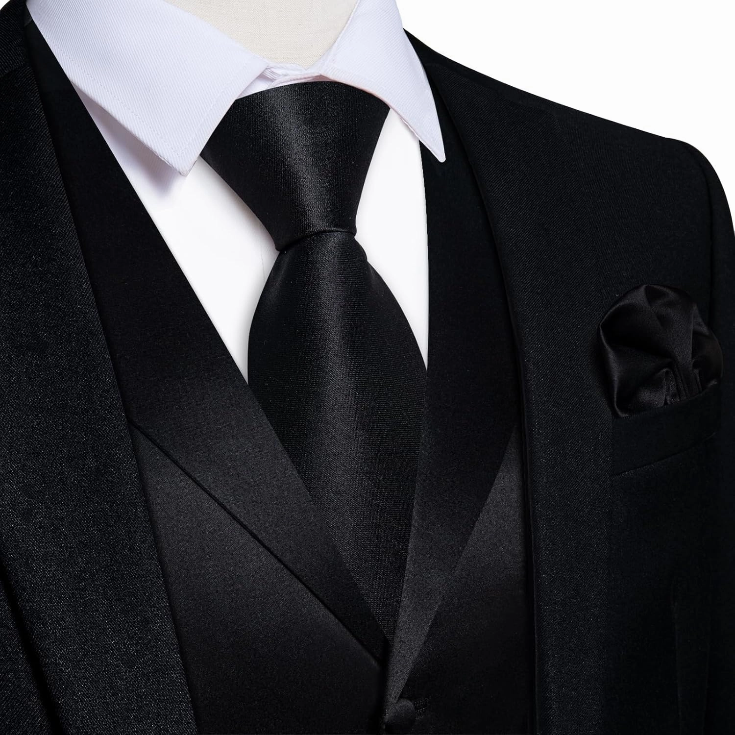 DiBanGu Formal Suit Vest Tie Set for Men Classic Solid Notch Lapel Dress Waistcoat Satin Vest Bowtie for Wedding Party