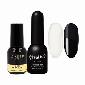 Didier Lab - Premium Gel Nail Polish Kit - Base Coat Nail Polish Meta- Super Shiny No Wipe Gel Top Coat - Clear Nail Polish Gel -LED UV Gel Polish Set - Gel Top and Base Coat - Soak Off Gel Polish Kit