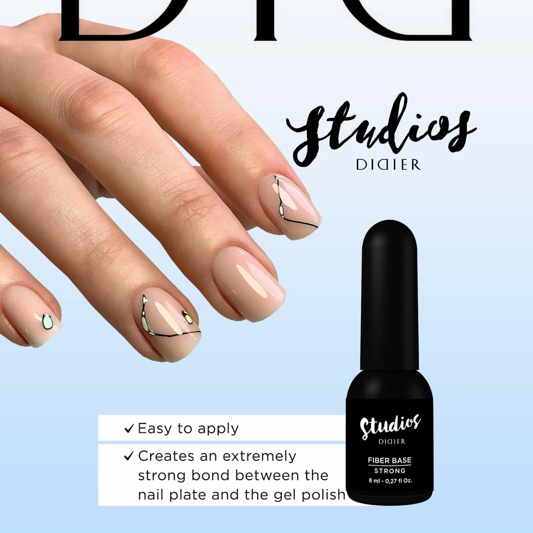 DIDIER LAB - Premium Gel Nail Polish Set -Fiber Nail Base Coat Strong - Super Shiny No Wipe Gel Top Coat - Clear Nail Polish Gel - Soak off LED UV Gel Polish Set - Gel Base Coat Nail Polish Top Coat