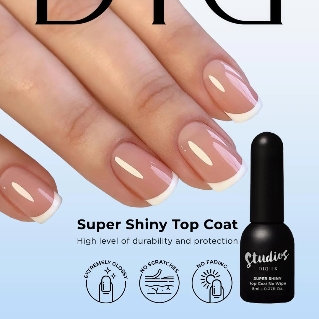 DIDIER LAB - Premium Gel Nail Polish Set -Fiber Nail Base Coat Strong - Super Shiny No Wipe Gel Top Coat - Clear Nail Polish Gel - Soak off LED UV Gel Polish Set - Gel Base Coat Nail Polish Top Coat