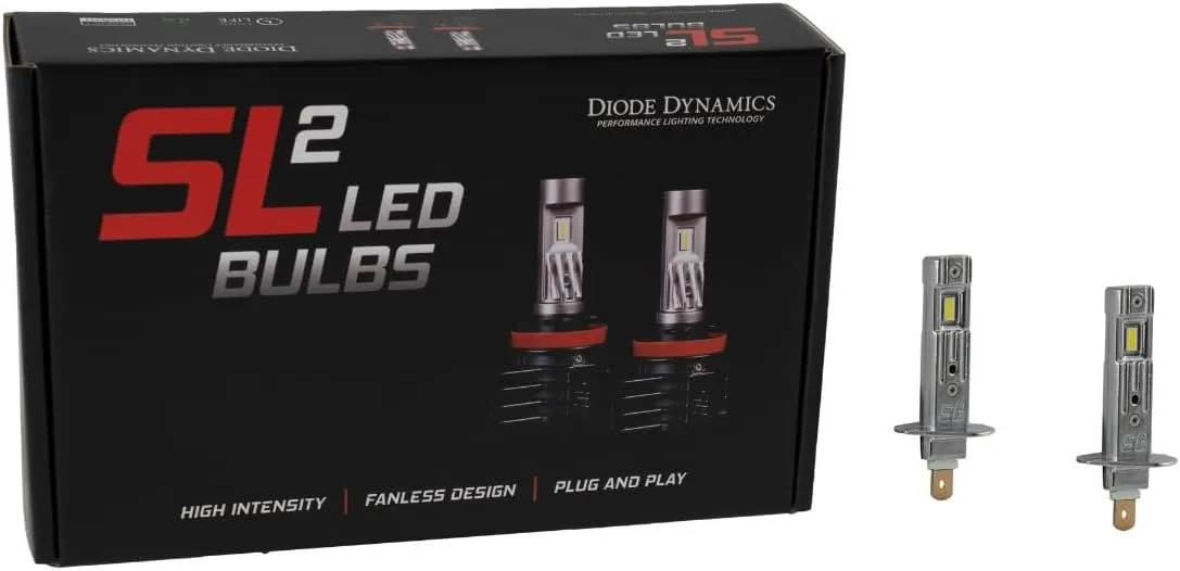 Diode Dynamics SL2 LED Fog Light Bulbs compatible with H1 bulb size (pair), Cool White (6000K)