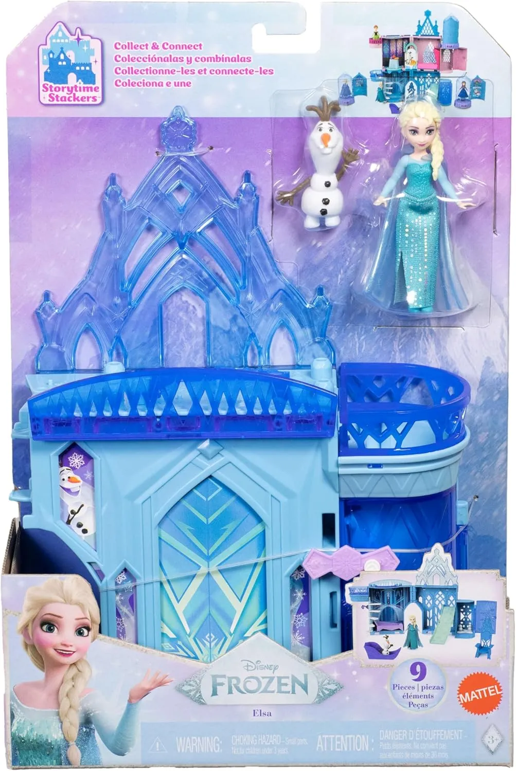 Disney Frozen Elsa Ice Palace, Stackable Castle Doll House with Small Doll & Accessories For Kids Ages 4 