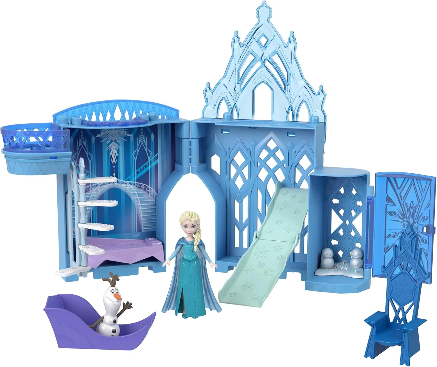 Disney Frozen Elsa Ice Palace, Stackable Castle Doll House with Small Doll & Accessories For Kids Ages 4 