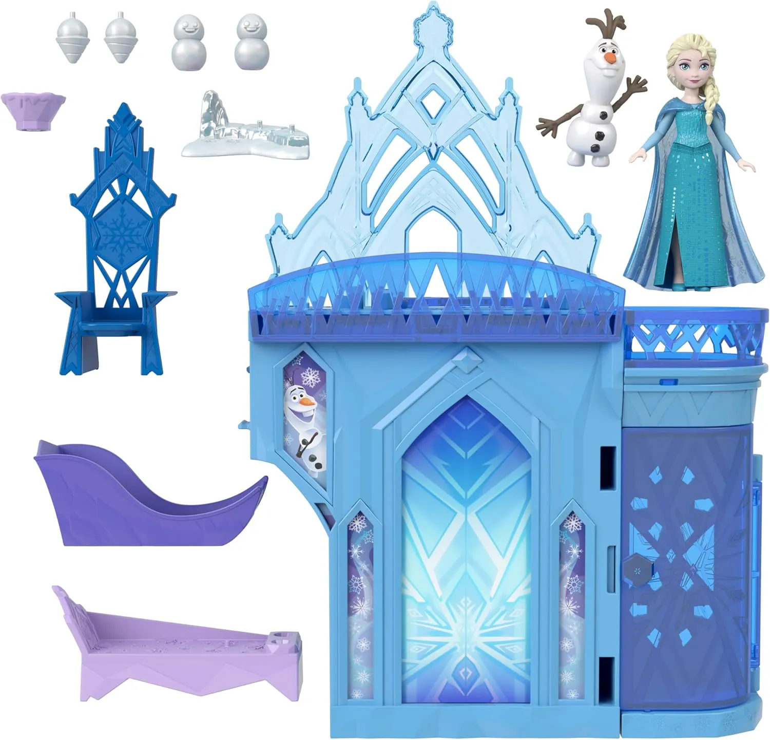 Disney Frozen Elsa Ice Palace, Stackable Castle Doll House with Small Doll & Accessories For Kids Ages 4 