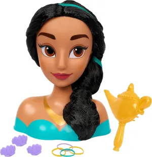 Disney Princess Jasmine Styling Head with Accessories, 14-pieces, Black Hair and Brown Eyes, Kids Toys for Ages 3 Up by Just Play