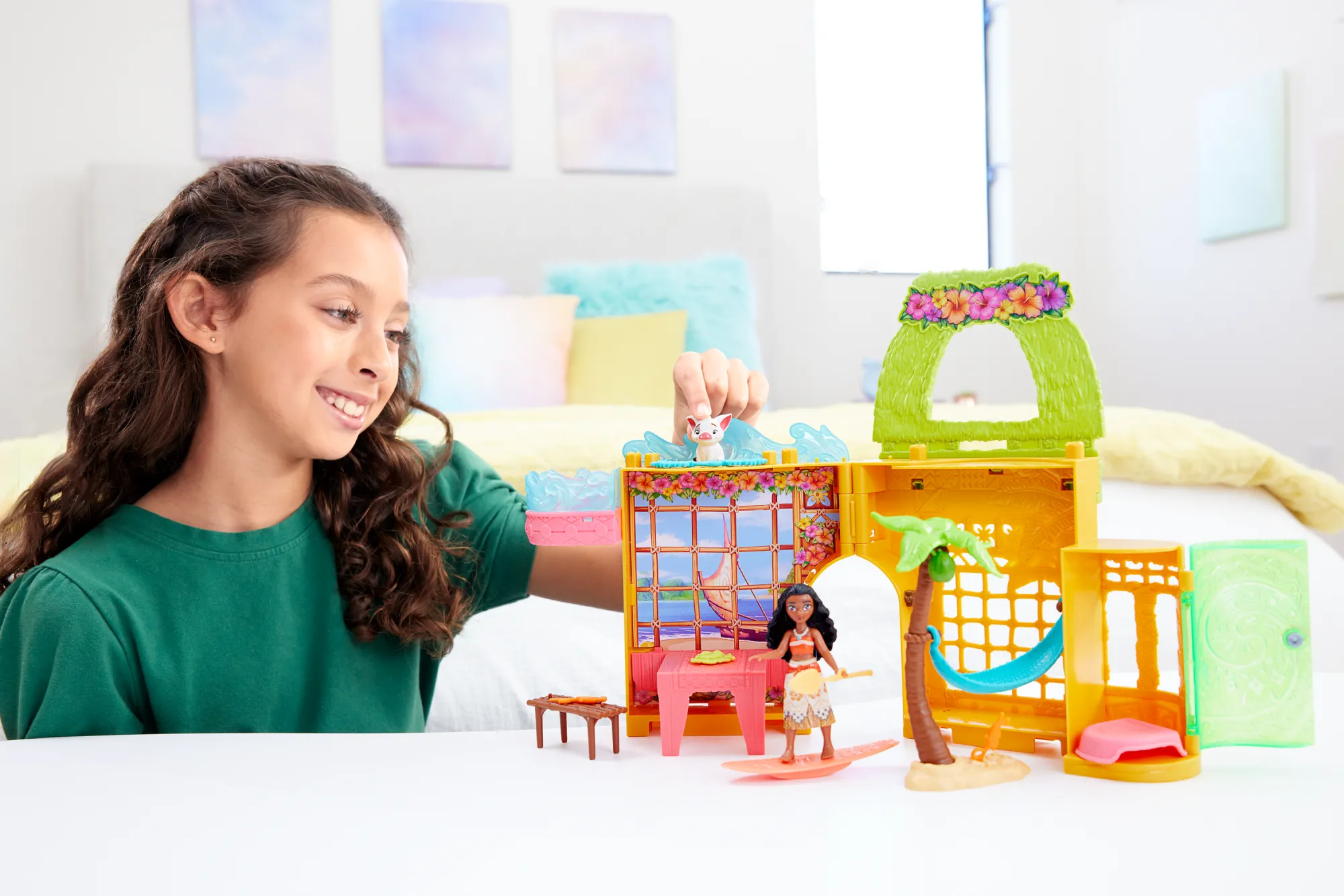 Disney Princess Moana's Island Home Stacking Doll House With Small Doll, Figures & 9 Play Pieces
