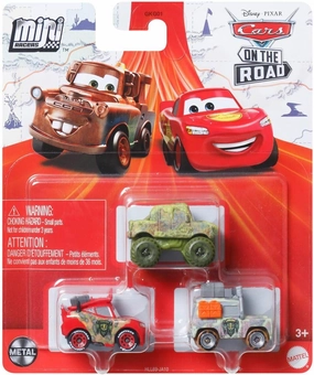 Disney Cars On The Road Mini Racers Movie Set 3-Pack with Ivy, Cryptid Lightning McQueen and Margaret Motorray