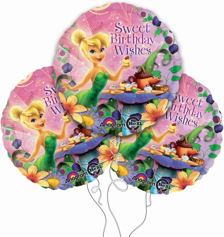 Disney's Tinkerbell Happy Birthday 18" Round Mylar Balloon 3pk