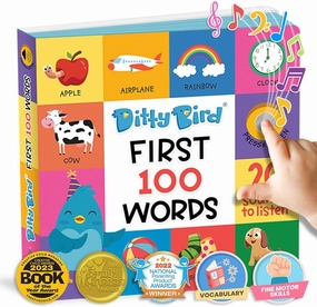 Ditty Bird Talking Books 100 Words | Fun Vocabulary & Speech Learning for Babies | Board Books for Toddlers 1-3 | Children's Interactive Toddler Books with Great Pictures | Sturdy Baby Sound Books