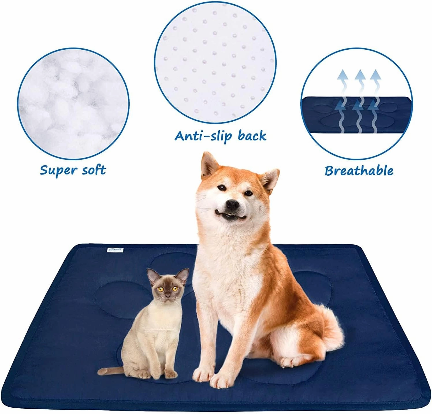 Dog Crate Pad(28"x 42"), Mats for Sleeping, Breathable Crate Bed Kennel Pad,Dark Colored to Hide StainsWashable Dog Bed Crate Mat, Navy