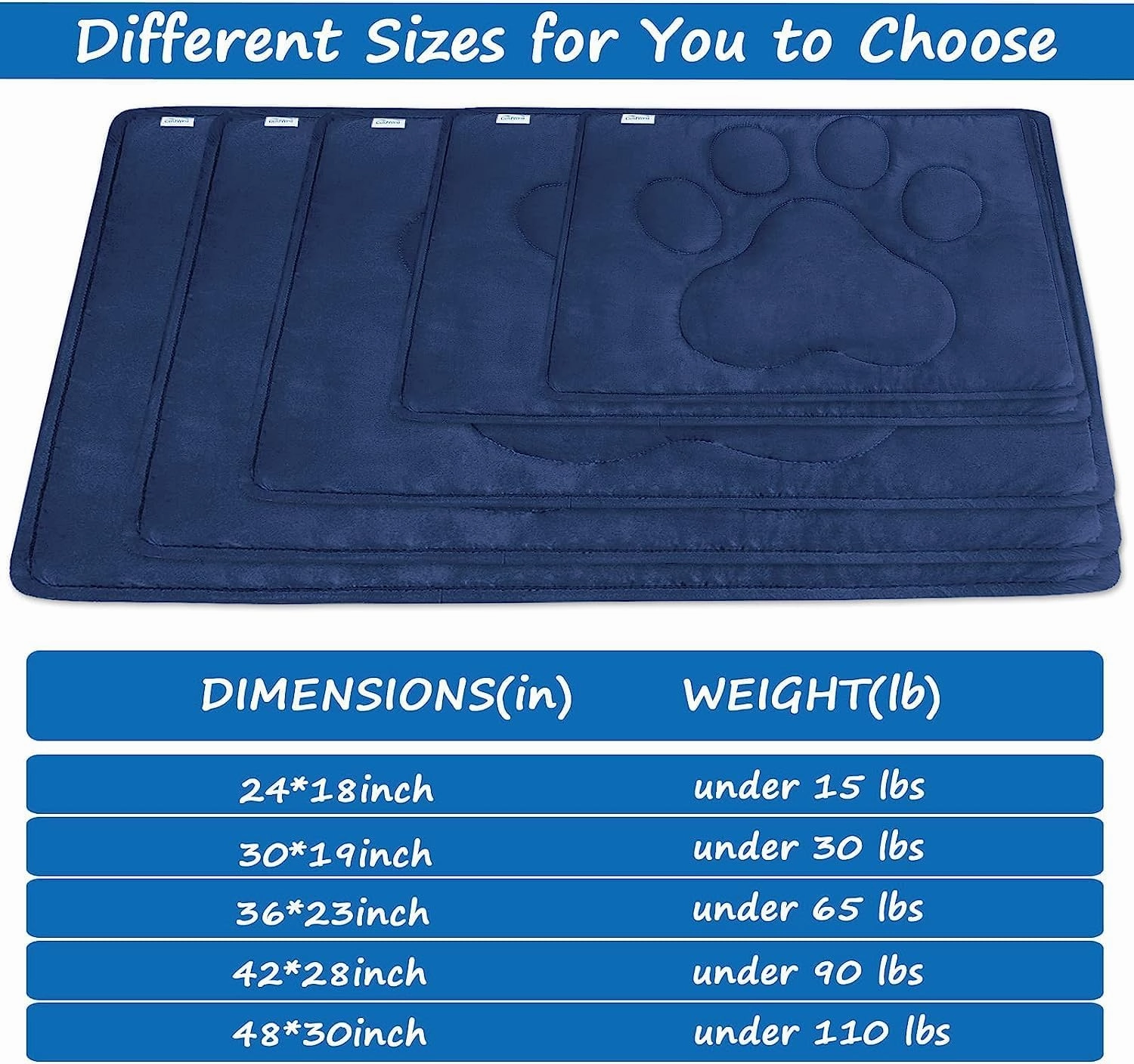 Dog Crate Pad(28"x 42"), Mats for Sleeping, Breathable Crate Bed Kennel Pad,Dark Colored to Hide StainsWashable Dog Bed Crate Mat, Navy