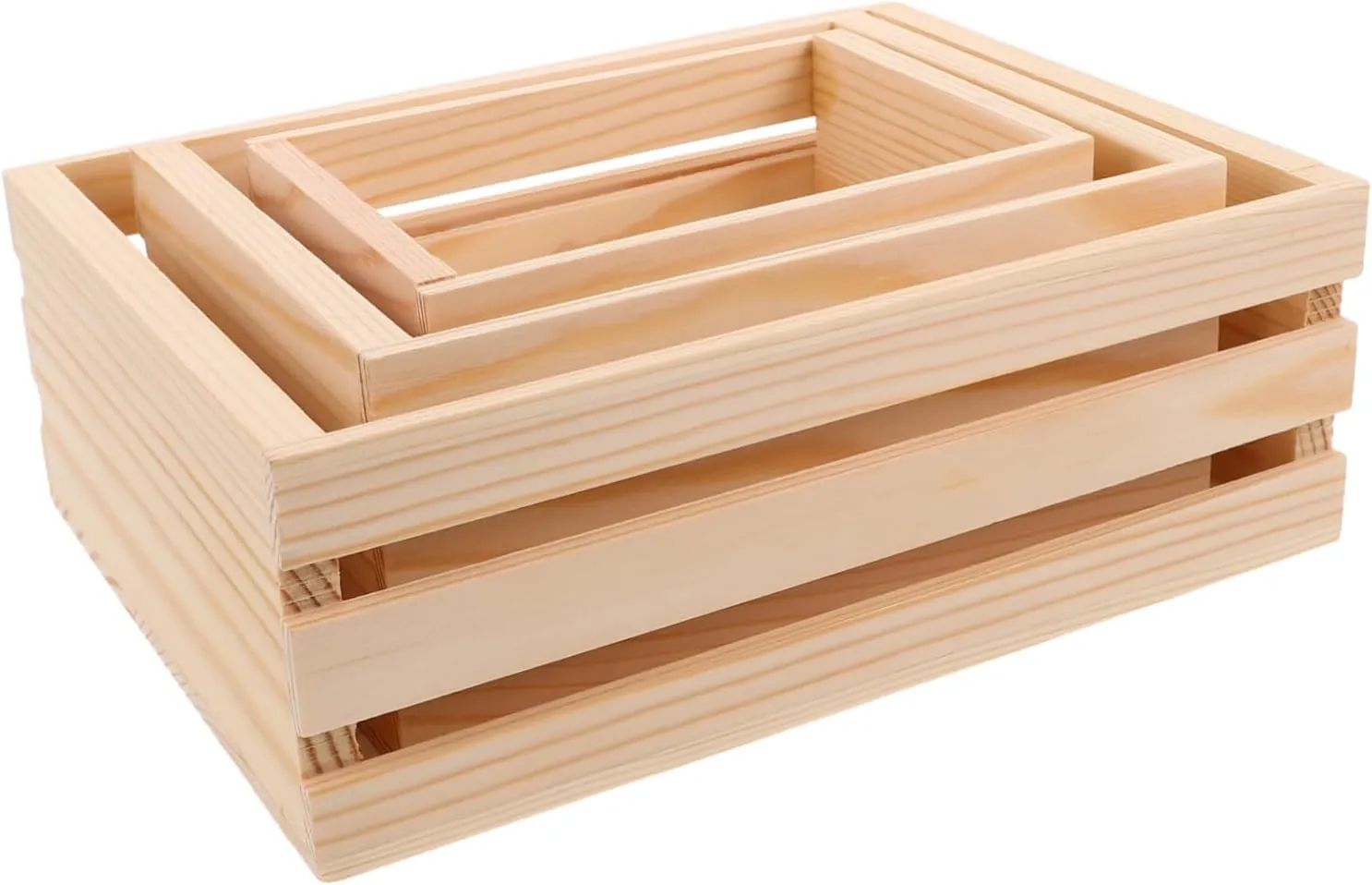 DOITOOL 3pcs Unfinished Rustic Display Box Compact Decorative Organizer for Dollhouse Keepsake Storage Creative Play Rooms