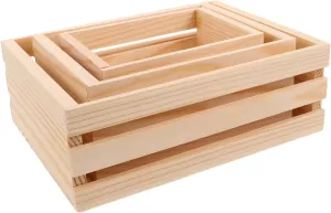 DOITOOL 3pcs Unfinished Rustic Display Box Compact Decorative Organizer for Dollhouse Keepsake Storage Creative Play Rooms