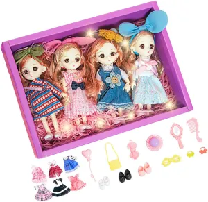 Dollhouse Play Set with Mini Dolls for Girls, 15cm/5.91inch Collection , 4 Pieces