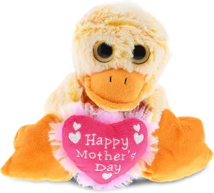 DolliBu Happy Mother's Day Stuffed Animal, Heart Message for Best Mommy, Grandma, Wife, Step Mom, Mama - Cute Soft Adorable Sentiment Plush Teddy Bear - Duck